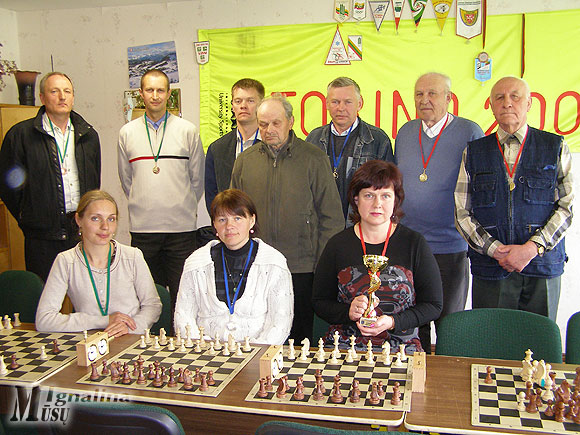 Visos trys šachmatininkų komandos, tarpusios žaidynių prizininkėmis.
